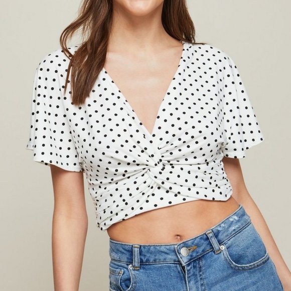 Miss Selfridge Tops - 🌑NWT Miss Selfridge Spotted Twist Crop Top - TOP 2 for $30